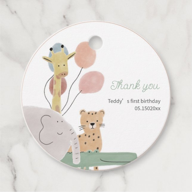 Étiquettes Cadeau Balise de faveur animal Boho (Devant)