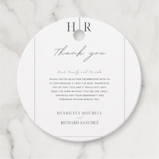 Étiquettes Cadeau Balise de faveur de mariage en noir et blanc simpl