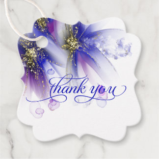Étiquettes Cadeau BALISE DE FAVEUR | Floral Abstrait violet marine