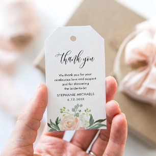 Étiquettes-cadeau Balise de Fête des mariées florale CORA Peach Favo