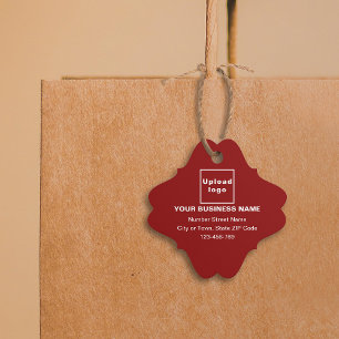 Étiquettes Cadeau Balise de forme Carré fantaisie rouge