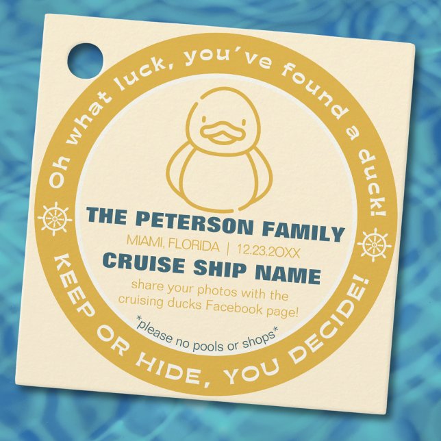 Étiquettes Cadeau Balise de jeu Conserver ou Masquer le canard ("Oh what luck you found a duck" cruising duck tag custom personalized duck cruise game label tag)