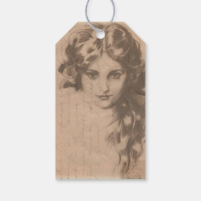 Étiquettes-cadeau Balise de journalisation de script romantique (Dos)