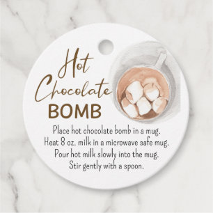 Étiquettes Cadeau Balise de la bombe à chocolat chaud de l'aquarelle
