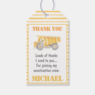 Étiquettes-cadeau Balise de la partie Camion de construction