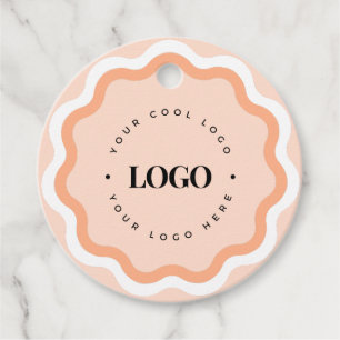 Étiquettes Cadeau Balise de logo personnalisé saumon rose ondulé