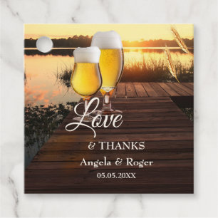 Étiquettes Cadeau Balise de mariage de la bière Lake Sunset Favor