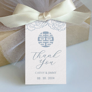 Étiquettes-cadeau Balise de Mariage double bonheur bleu Dusty