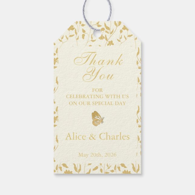 Étiquettes-cadeau Balise de mariage Merci crème (Dos)