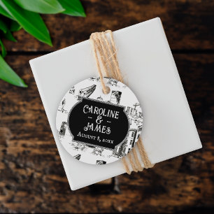 Étiquettes Cadeau Balise de mariage personnalisée de Boston Toile
