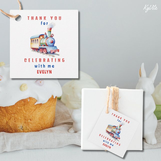 Étiquettes Cadeau Balise de Merci d'anniversaire de 2e place du trai (Créateur téléchargé)