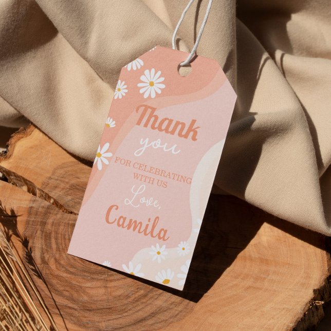 Étiquettes-cadeau Balise de Merci d'anniversaire de la marguerite su (Créateur téléchargé)