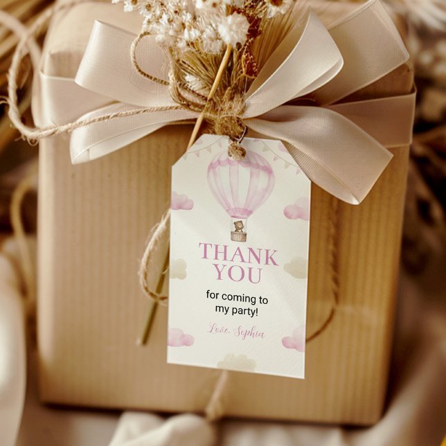 Étiquettes-cadeau Balise de Merci d'anniversaire d'un ballon à air c (Créateur téléchargé)