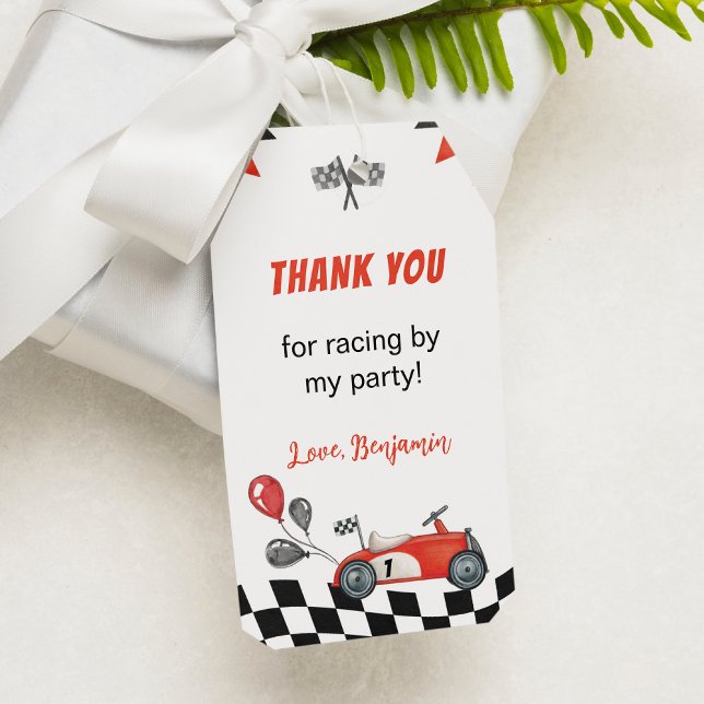 Étiquettes-cadeau Balise de Merci d'anniversaire Fast One Race Car P (Créateur téléchargé)