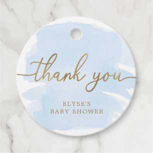 Étiquettes Cadeau Balise de Merci d'aquarelle bleue Favor