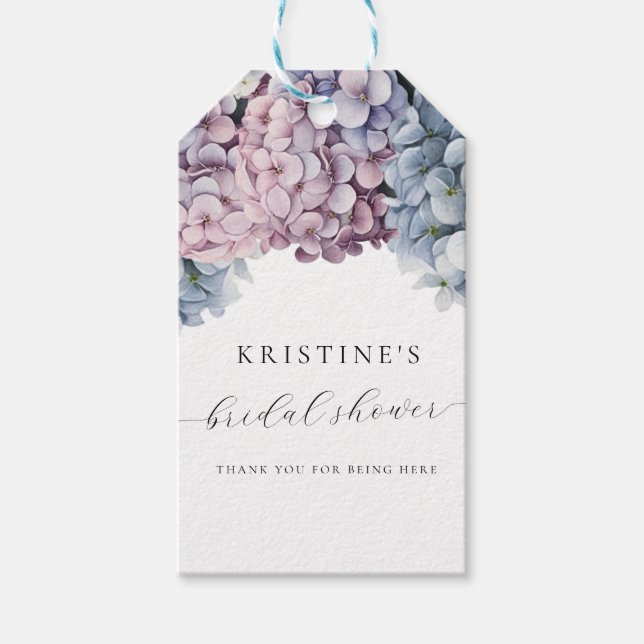 Étiquettes-cadeau Balise de Merci de Fête des mariées Hydrangea (Devant)