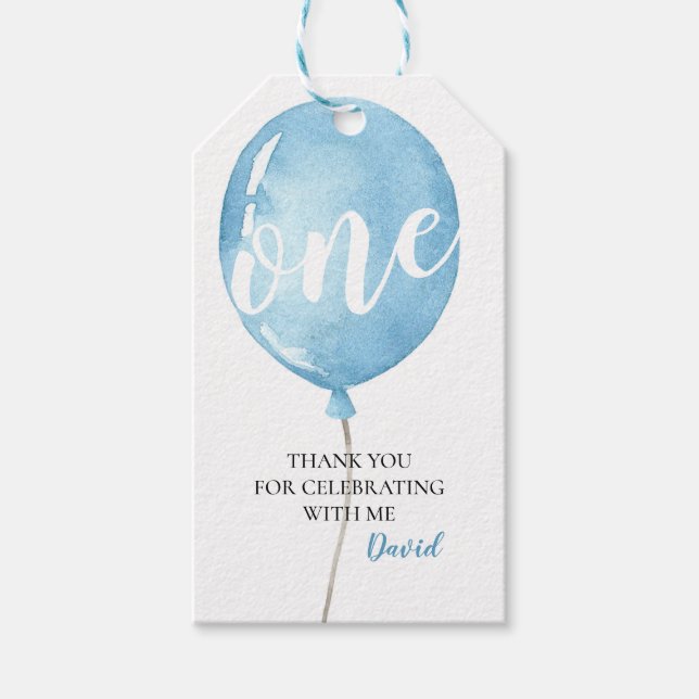 Étiquettes-cadeau Balise de Merci de garçon pour le premier annivers (Devant)