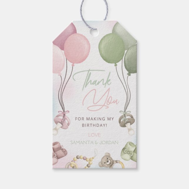 Étiquettes-cadeau Balise de Merci de révélation de genre Boho (Devant)