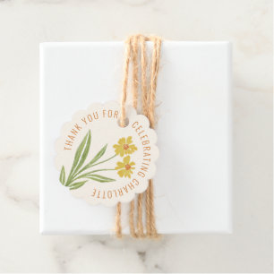 Étiquettes Cadeau Balise de Merci Fleur sauvage jaune simple Favoris