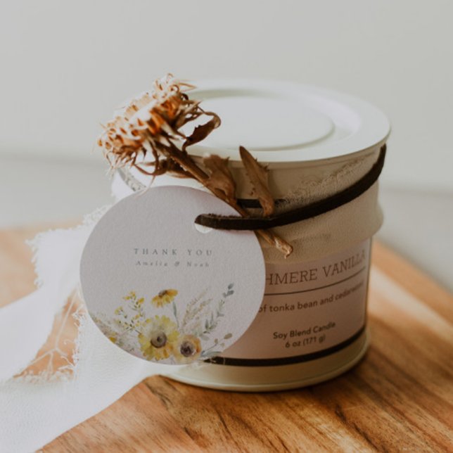 Étiquettes Cadeau Balise de Merci Mariage de tournesol rustique (Créateur téléchargé)