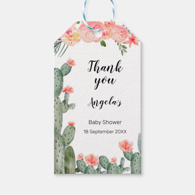 Étiquettes-cadeau Balise de Merci moderne Peach Succulent. (Devant)