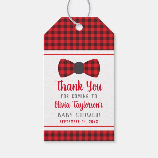 Étiquettes-cadeau Balise de Merci petit homme, rouge, Plaid de Buffa (Devant)