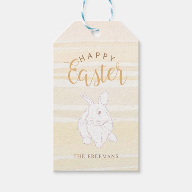 Étiquettes-cadeau Balise de Pâques Jaune (Devant)