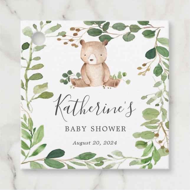 Étiquettes Cadeau Balise de préférence Baby shower d'ours (Devant)