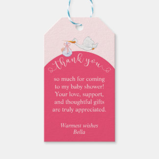 Étiquettes-cadeau Balise de préférence Baby shower rose