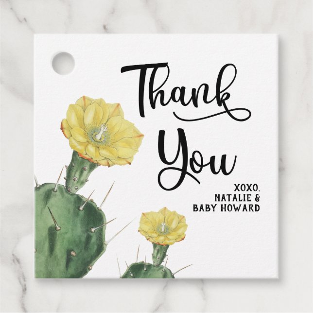 Étiquettes Cadeau Balise de préférence de Baby shower Succulente (Devant)