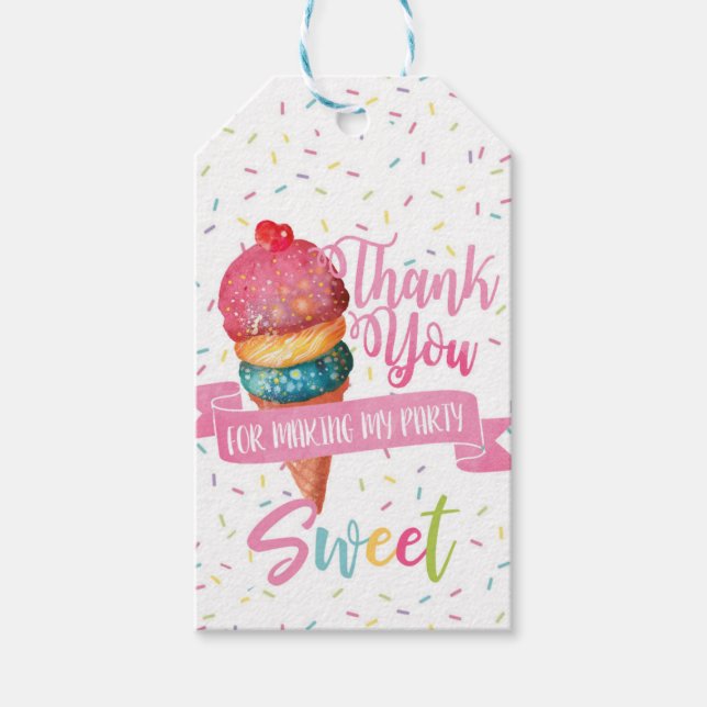 Étiquettes-cadeau Balise de préférence de la fête de la crème glacée (Devant)