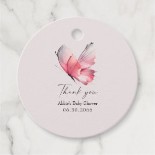Étiquettes Cadeau Balise de préférence du Baby shower de papillon de