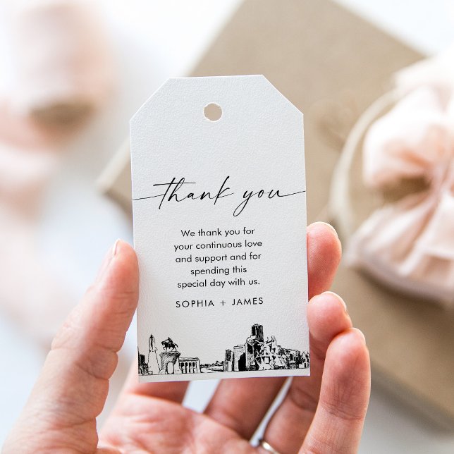 Étiquettes-cadeau Balise de préférence du Merci Mariage Skyline de H (Créateur téléchargé)
