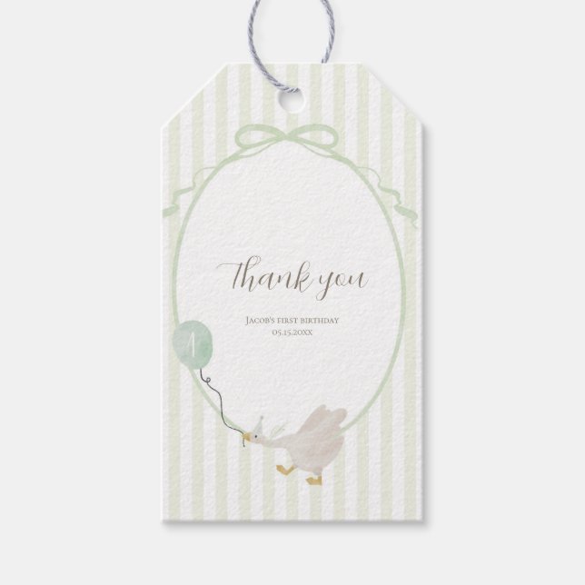 Étiquettes-cadeau Balise de préférence du rectangle d'oie soie vert  (Devant)