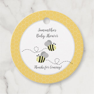 Étiquettes Cadeau Balise de préférence ronde Gris et Jaune Bumble Be