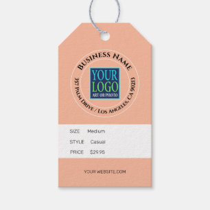 Étiquettes-cadeau Balise de prix Business, Logo Address, Black Text