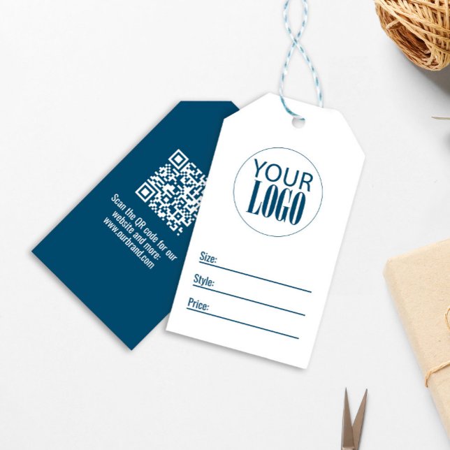 Étiquettes-cadeau Balise de prix du logo professionnel moderne QR Co (Custom business logo price tag.)