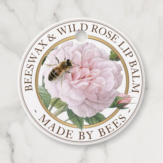 Étiquettes Cadeau Balise de produit Beeswax Rose Wild Rose Lip Balm (Devant)