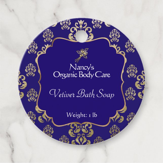 Étiquettes Cadeau Balise de produit de la feuille bleu marine et de  (Devant)