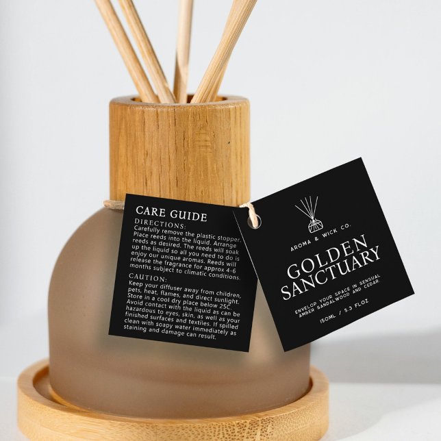 Étiquettes Cadeau Balise de produit de soin du diffuseur noir (Créateur téléchargé)