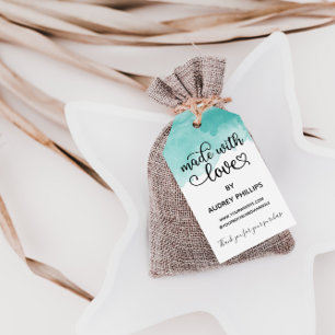 Étiquettes-cadeau Balise de produit turquoise Aquarelle Fabriquée av