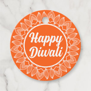 Étiquettes Cadeau Balise de voeux Diwali Orange Rangoli