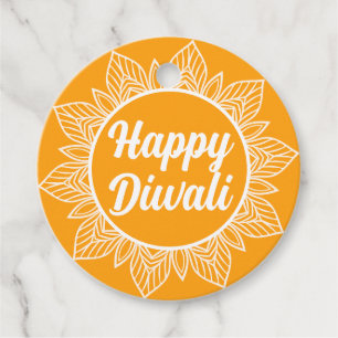 Étiquettes Cadeau Balise de voeux Diwali Yellow Rangoli