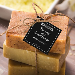 Étiquettes Cadeau Balise d'emballage Noir avec du savon blanc