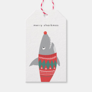 Étiquettes-cadeau Balise Drôle de cadeau de requin de Noël