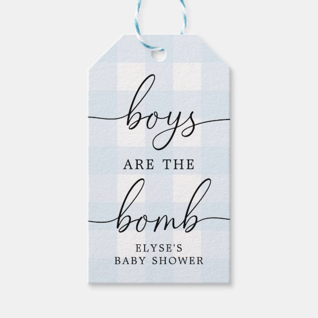 Étiquettes-cadeau Balise En vichy Bain Bombe Bleue Favoriser (Devant)