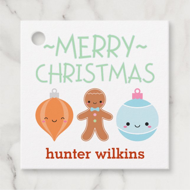 Étiquettes Cadeau Balise Enfants Christmas Pastel Icons Favoriser (Devant)