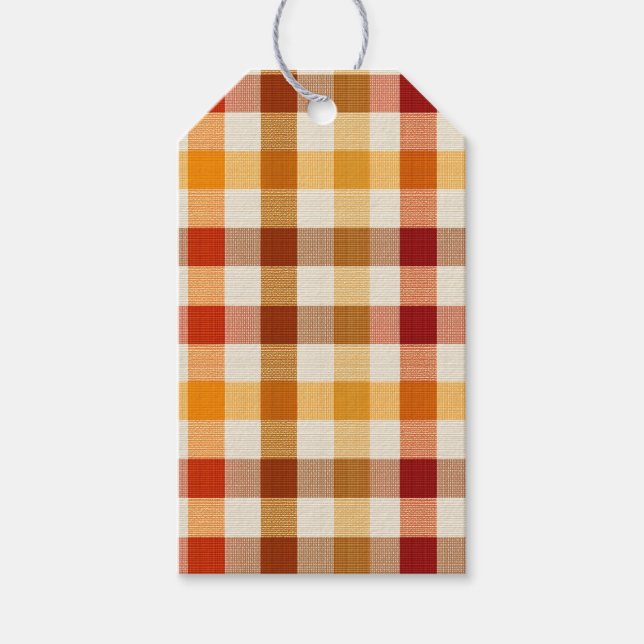 Étiquettes-cadeau Balise Entreprise Plaid Automne - Orange, Brown &  (Devant)