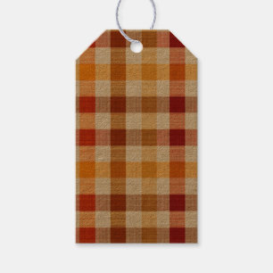 Étiquettes-cadeau Balise Entreprise Plaid Automne - Orange, Brown &