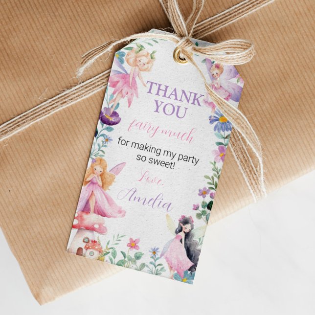 Étiquettes-cadeau Balise Fairy Girl Birthday Party Merci (Créateur téléchargé)